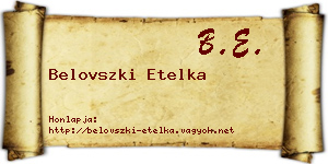 Belovszki Etelka névjegykártya